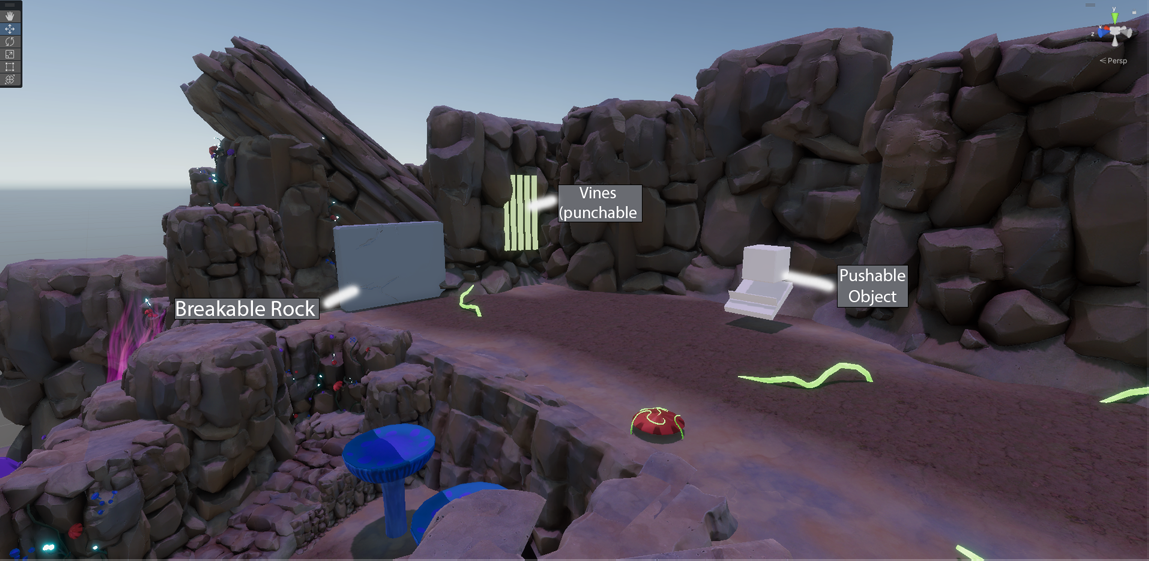 Here's the new area. It splits into two paths, the new puzzle instead of the crawlspace that we are facing. And to the right the ending room. You would need to go into the area on the left to get the block in the middle room to drop so you could access the ending area.