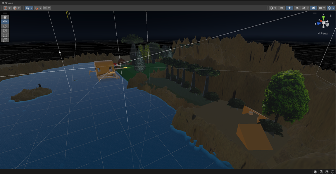 View from the shed. I wanted to seperate the players from their safe shed and light and deeper to darkness.