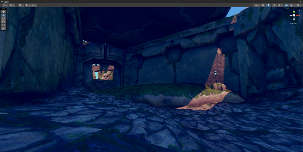 The first corridor, here I wanted a simple visual cue for the player to pick up their weapon.