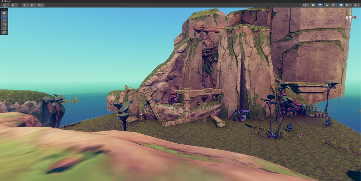 The view out to the big area. This will be the view the player sees after a boss battle up here. Serving as a tutorial.