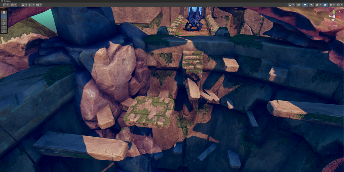 Overview of the tower exit with a final boss before the level ends.